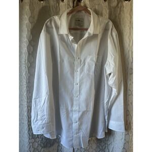 Oak Hill Dress Shirt Mens 19/38 Tall White Non Iron Long Sleeve Button Up